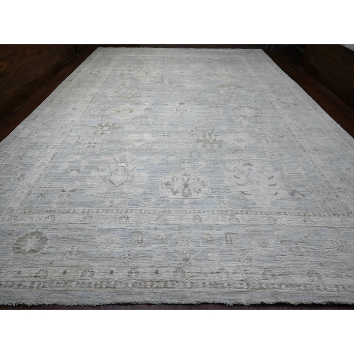 13'11" x 19'3" New Hand Knotted Blue Wool Rectangle Oriental Rug - MOA10220182