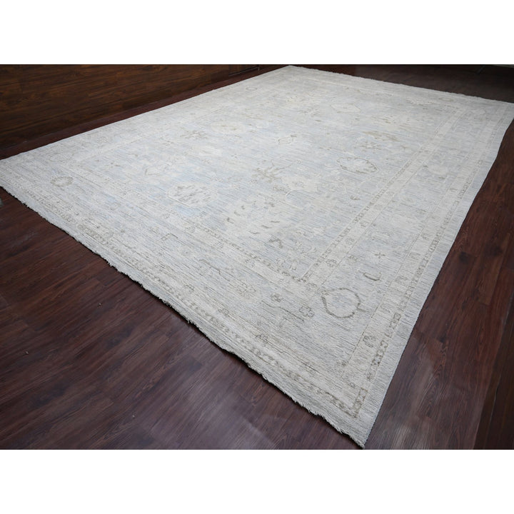 13'11" x 19'3" New Hand Knotted Blue Wool Rectangle Oriental Rug - MOA10220182
