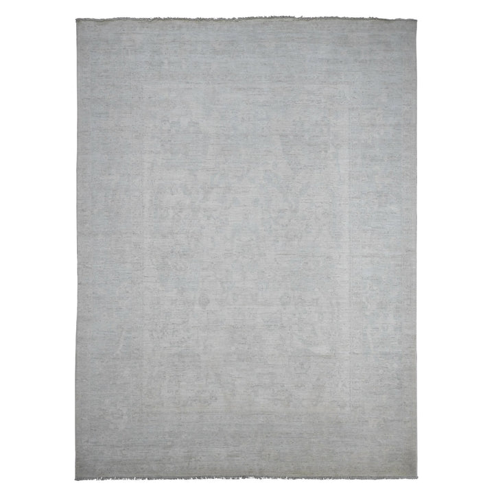 9'10" x 13'3" New Hand Knotted Ivory Wool Rectangle Oriental Rug - MOA10220191