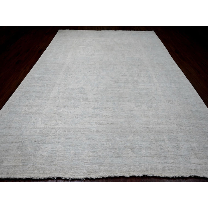 9'10" x 13'3" New Hand Knotted Ivory Wool Rectangle Oriental Rug - MOA10220191
