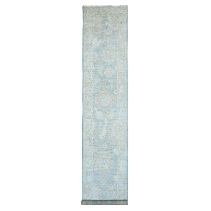 2'11" x 15'6" New Hand Knotted Blue Wool Runner Oriental Rug - MOA10220358