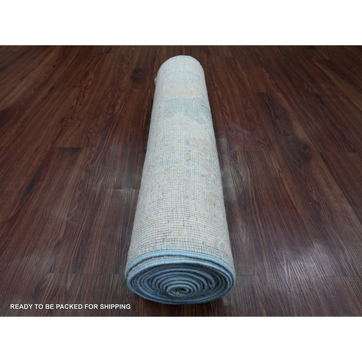 2'11" x 15'6" New Hand Knotted Blue Wool Runner Oriental Rug - MOA10220358