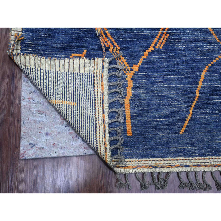 8'11" x 12'5" New Hand Knotted Blue Wool Rectangle Oriental Rug - MOA10220418