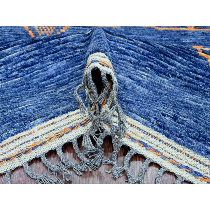 8'11" x 12'5" New Hand Knotted Blue Wool Rectangle Oriental Rug - MOA10220418