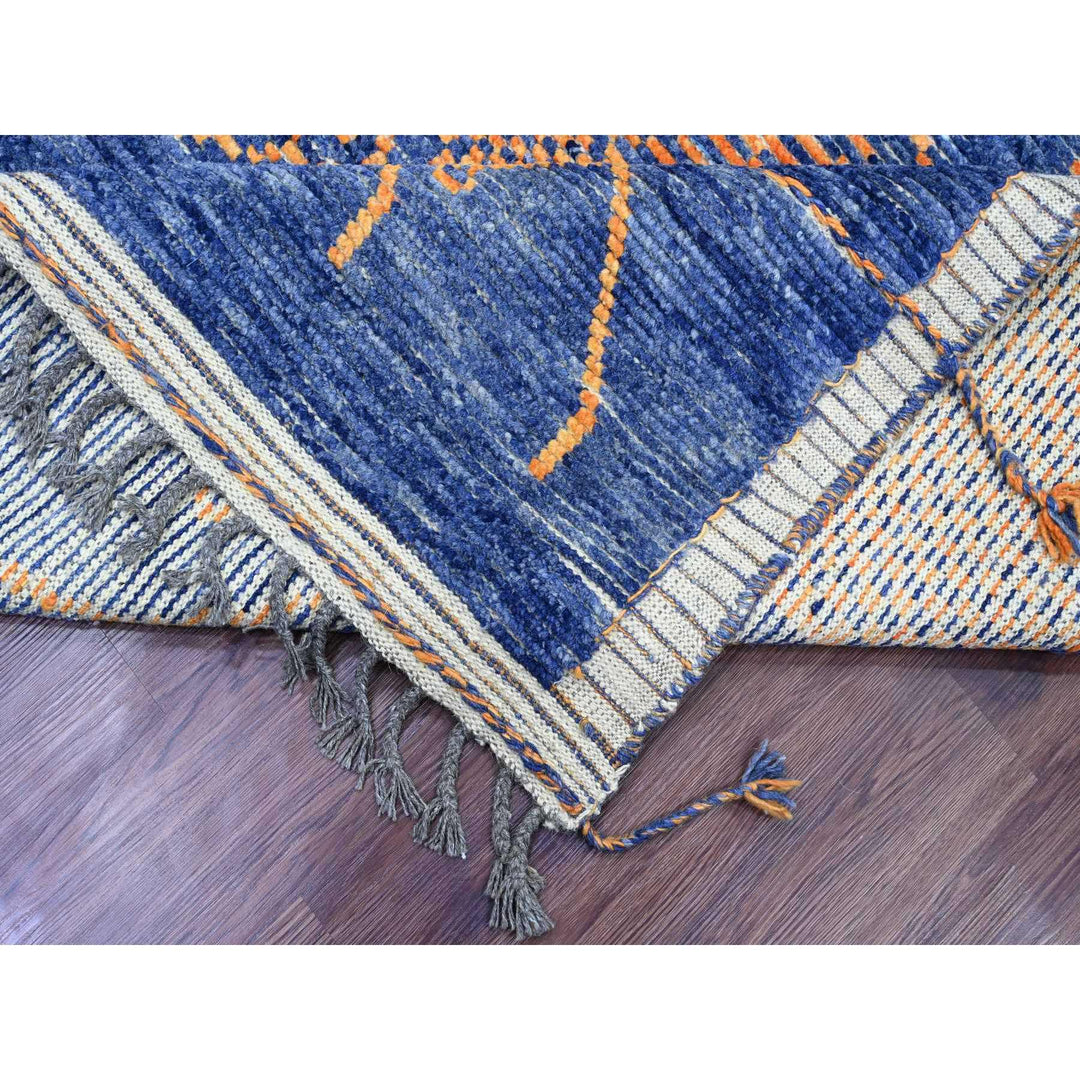8'11" x 12'5" New Hand Knotted Blue Wool Rectangle Oriental Rug - MOA10220418