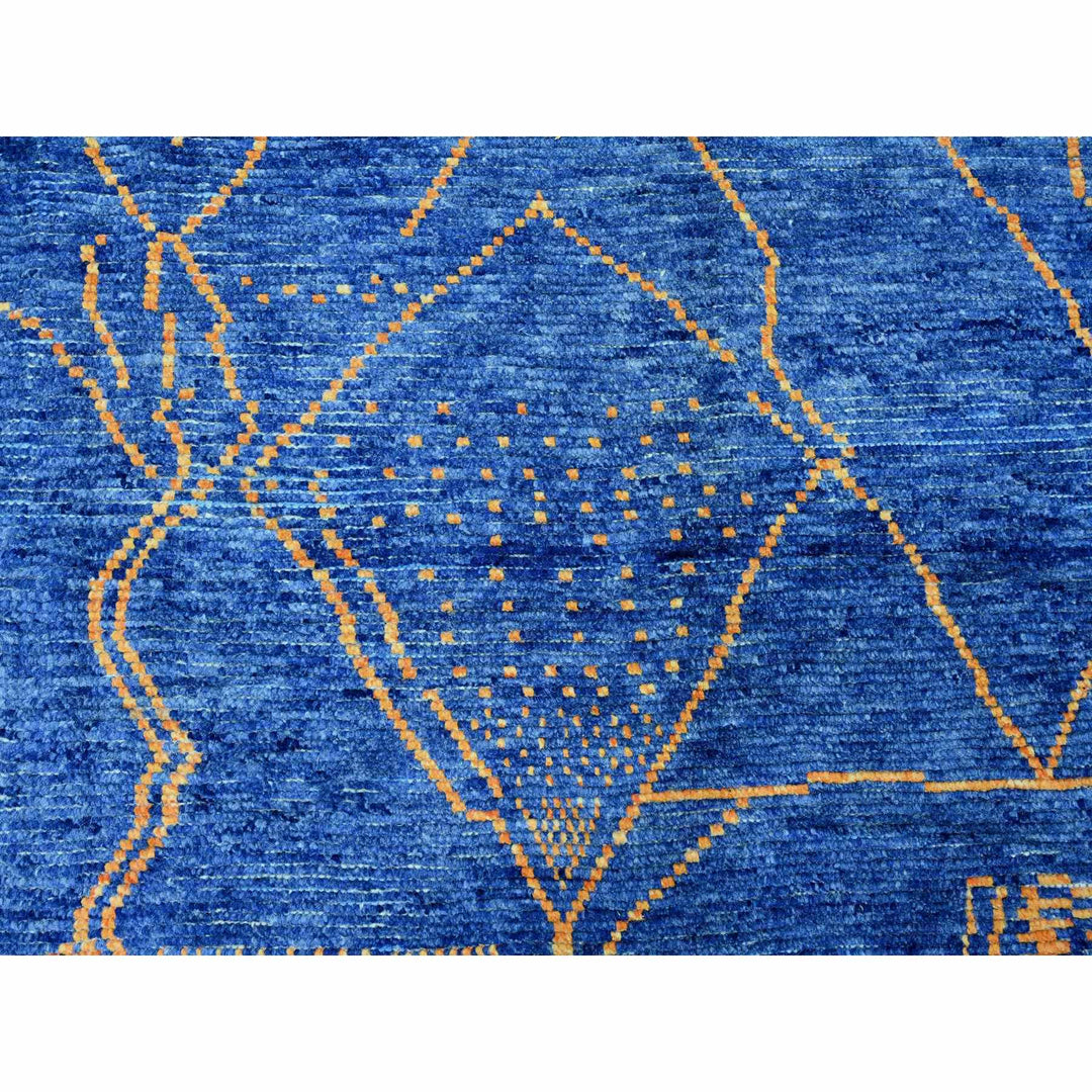 8'11" x 12'5" New Hand Knotted Blue Wool Rectangle Oriental Rug - MOA10220418