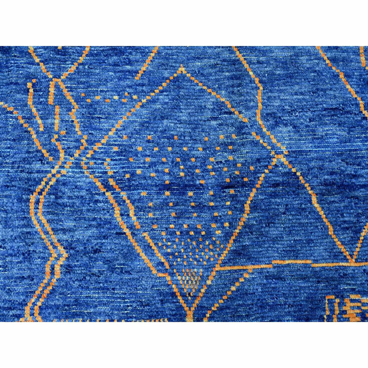 8'11" x 12'5" New Hand Knotted Blue Wool Rectangle Oriental Rug - MOA10220418