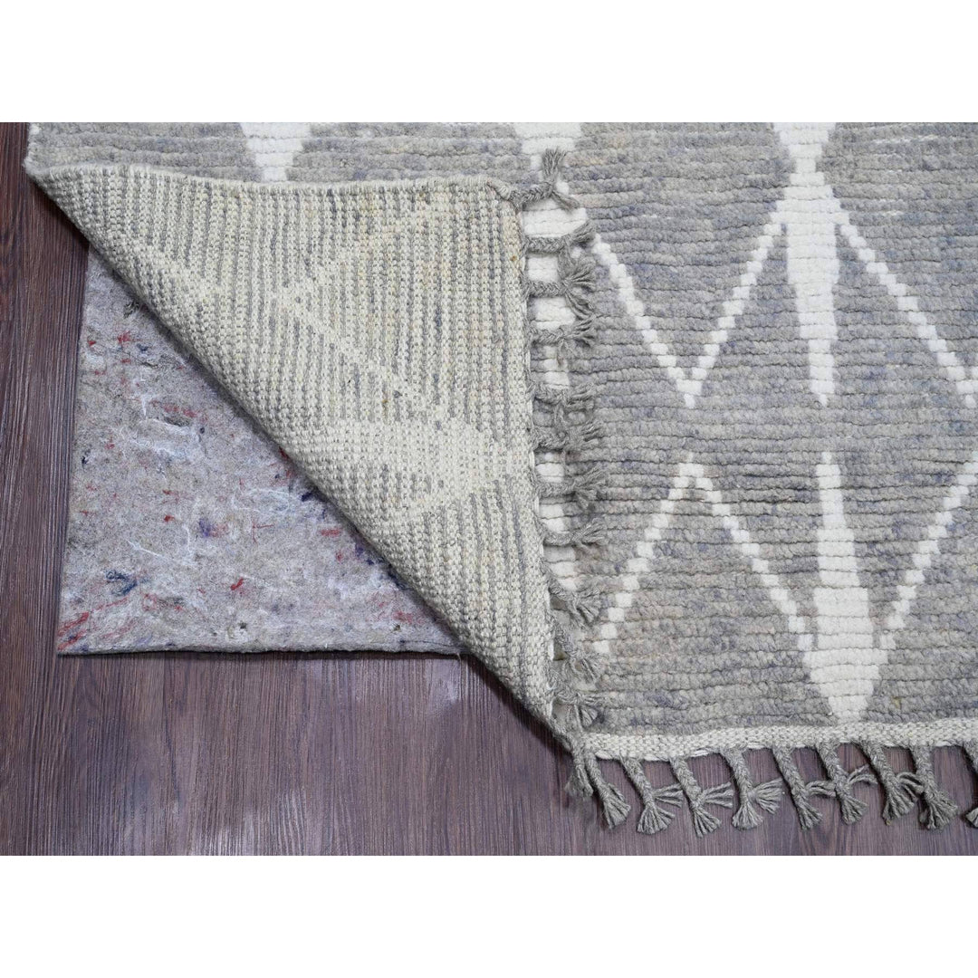 9'1" x 12'4" New Hand Knotted Grey Wool Rectangle Oriental Rug - MOA10220419
