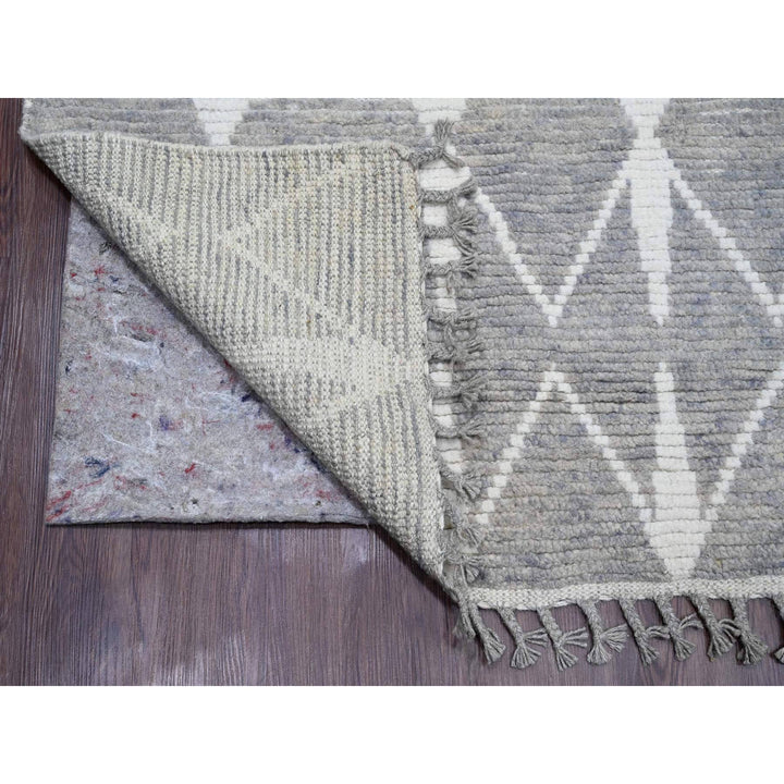 9'1" x 12'4" New Hand Knotted Grey Wool Rectangle Oriental Rug - MOA10220419