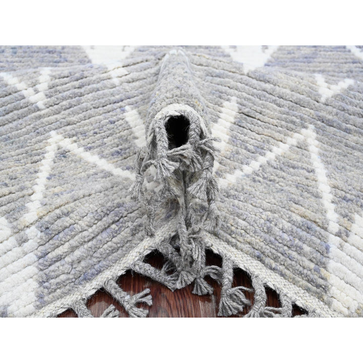 9'1" x 12'4" New Hand Knotted Grey Wool Rectangle Oriental Rug - MOA10220419