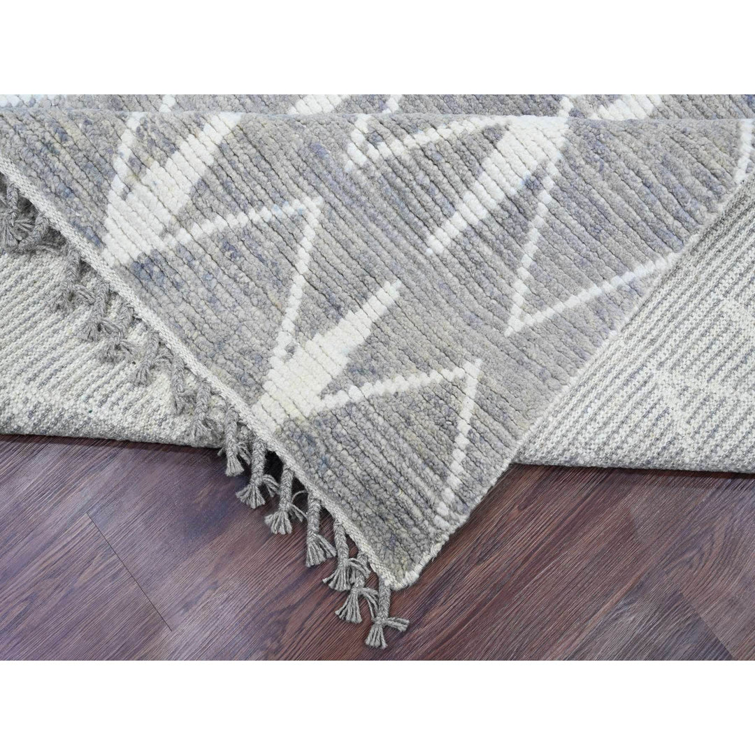 9'1" x 12'4" New Hand Knotted Grey Wool Rectangle Oriental Rug - MOA10220419