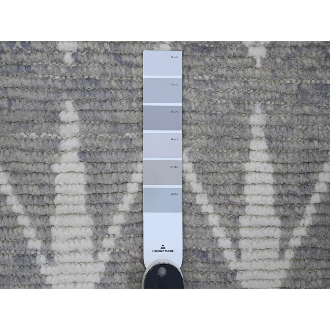 9'1" x 12'4" New Hand Knotted Grey Wool Rectangle Oriental Rug - MOA10220419
