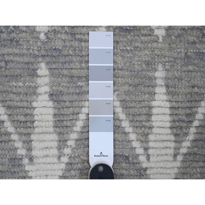9'1" x 12'4" New Hand Knotted Grey Wool Rectangle Oriental Rug - MOA10220419