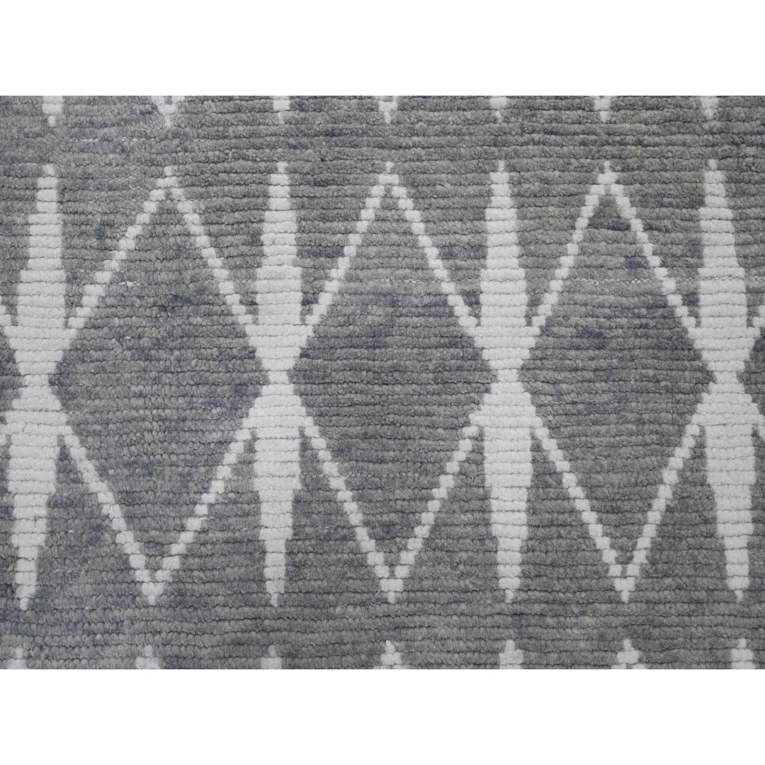9'1" x 12'4" New Hand Knotted Grey Wool Rectangle Oriental Rug - MOA10220419