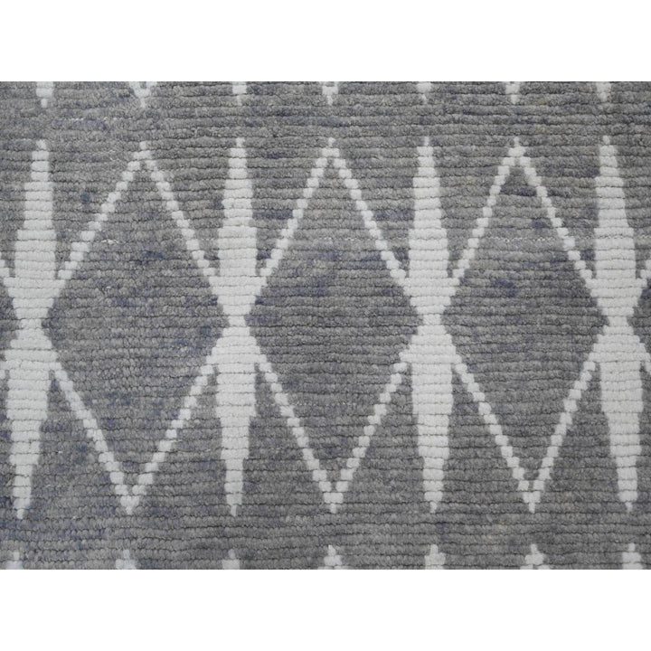 9'1" x 12'4" New Hand Knotted Grey Wool Rectangle Oriental Rug - MOA10220419