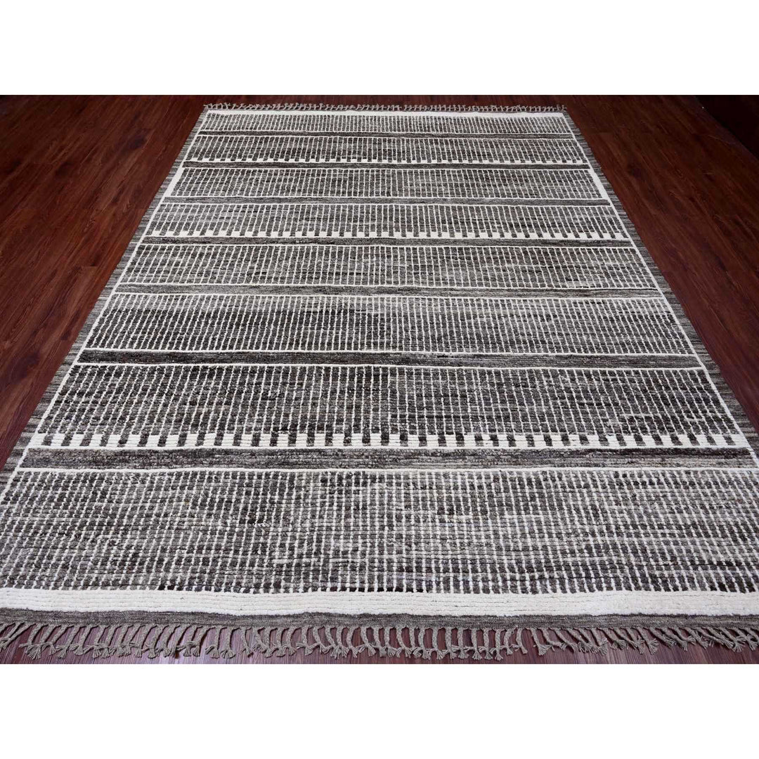 8'3" x 10'3" New Hand Knotted Brown Wool Rectangle Oriental Rug - MOA10220420