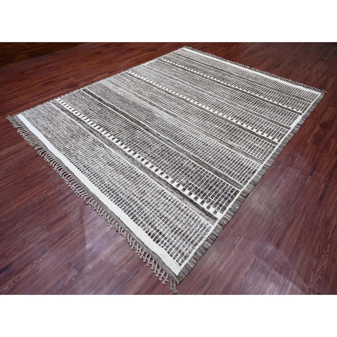8'3" x 10'3" New Hand Knotted Brown Wool Rectangle Oriental Rug - MOA10220420