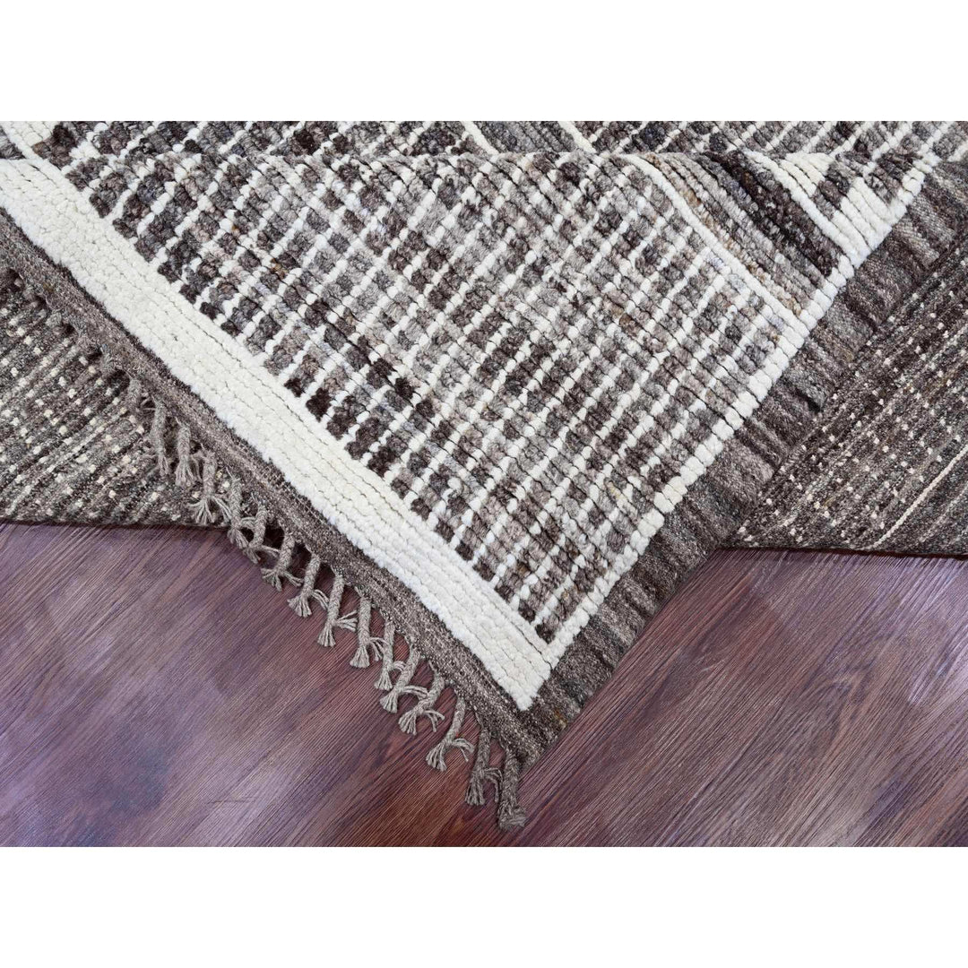 8'3" x 10'3" New Hand Knotted Brown Wool Rectangle Oriental Rug - MOA10220420