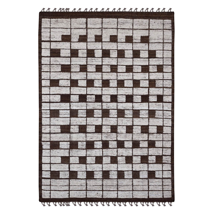 6'4" x 8'11" New Hand Knotted Brown Wool Rectangle Oriental Rug - MOA10220421
