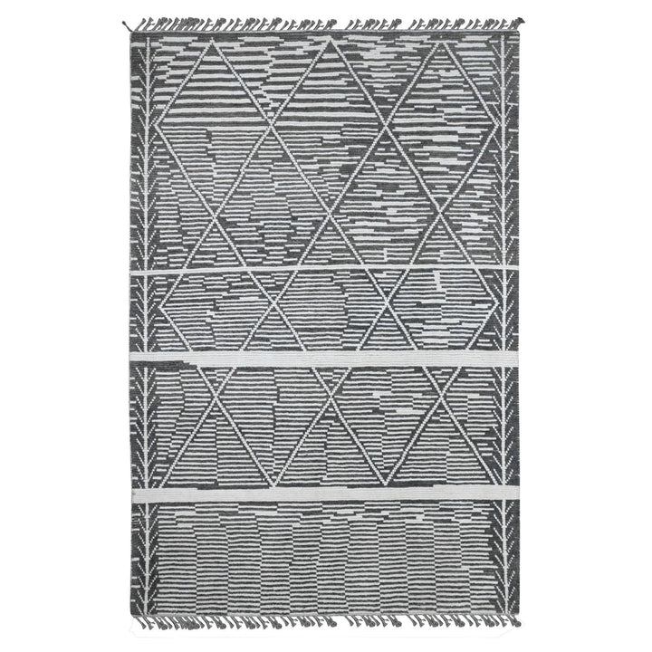 6'1" x 9'4" New Hand Knotted Grey Wool Rectangle Oriental Rug - MOA10220422
