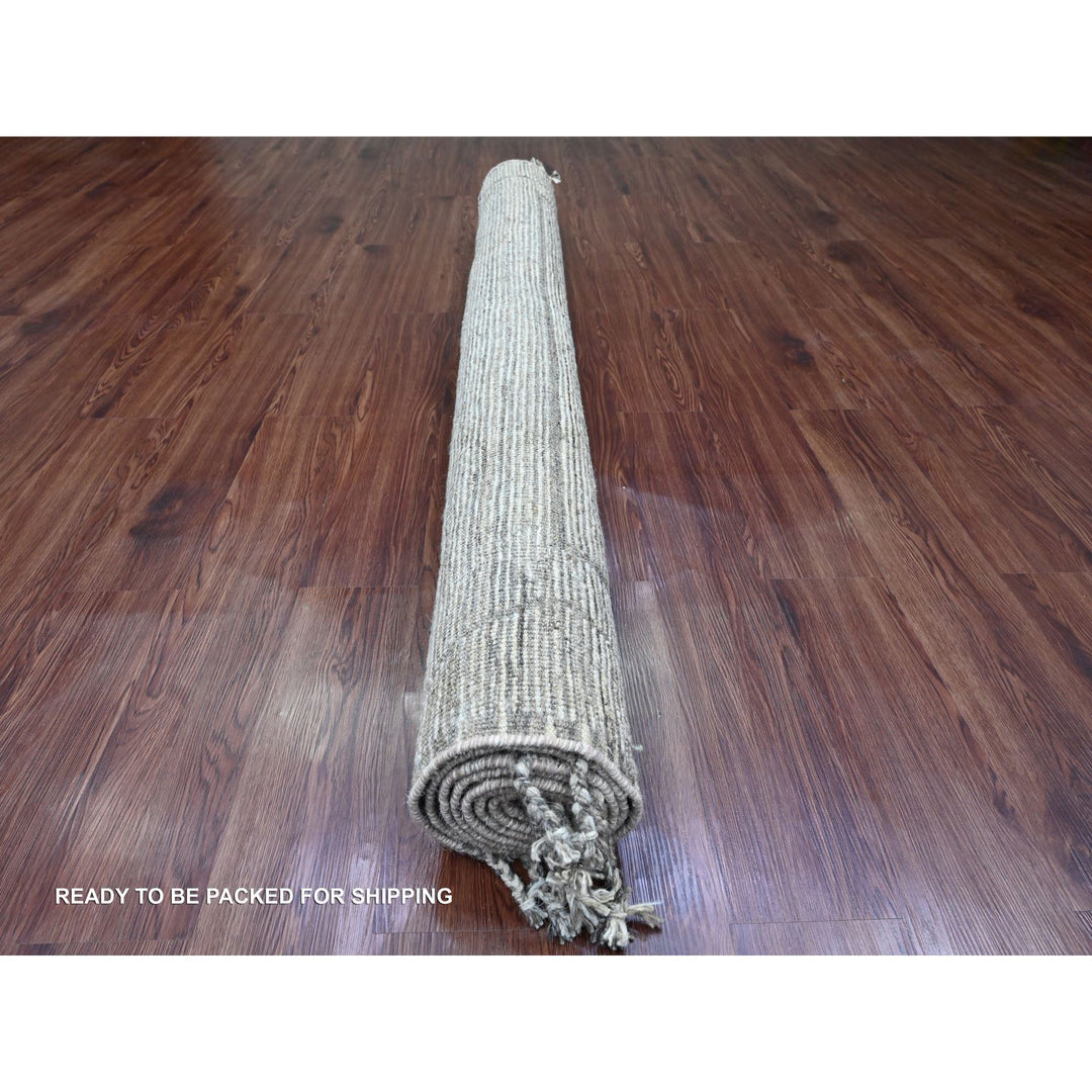 6'2" x 9'0" New Hand Knotted Grey Wool Rectangle Oriental Rug - MOA10220423