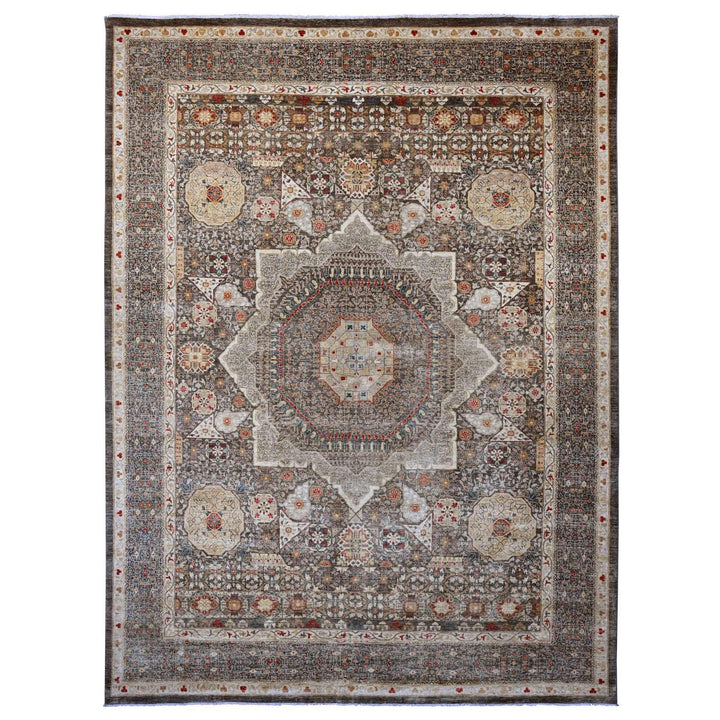 12'2" x 16'0" New Hand Knotted Brown Wool Rectangle Oriental Rug - MOA10220452