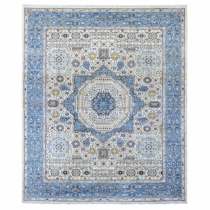 8'1" x 9'8" New Hand Knotted Ivory Wool Rectangle Oriental Rug - MOA10220453