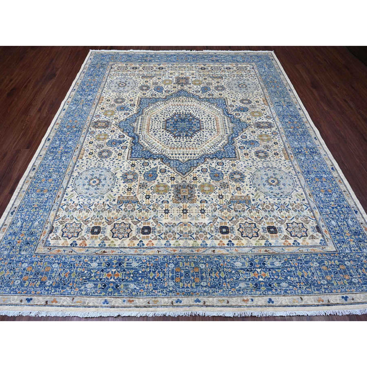 8'1" x 9'8" New Hand Knotted Ivory Wool Rectangle Oriental Rug - MOA10220453