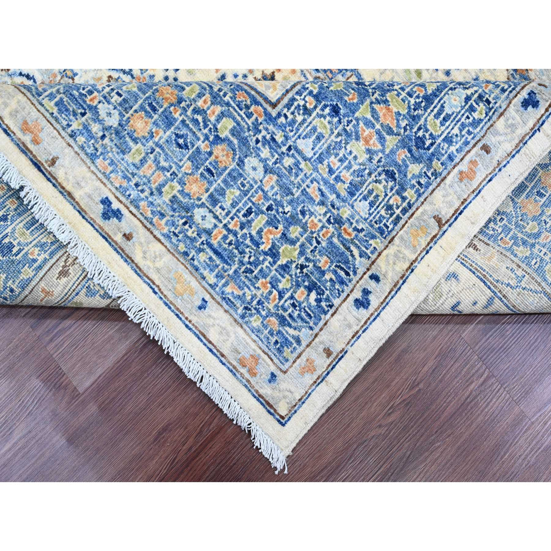 8'1" x 9'8" New Hand Knotted Ivory Wool Rectangle Oriental Rug - MOA10220453
