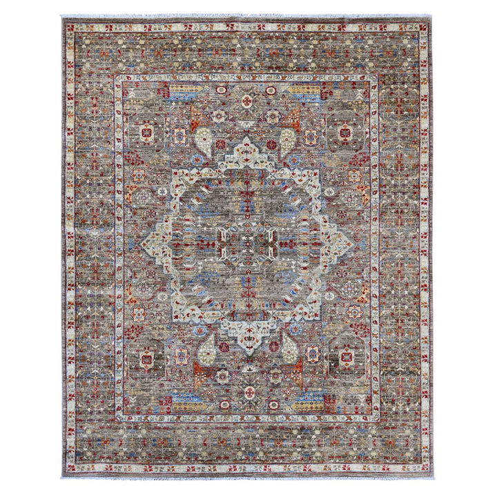 7'10" x 9'6" New Hand Knotted Brown Wool Rectangle Oriental Rug - MOA10220454