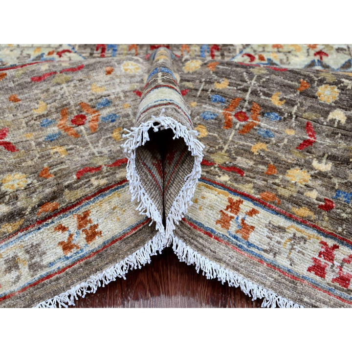 7'10" x 9'6" New Hand Knotted Brown Wool Rectangle Oriental Rug - MOA10220454