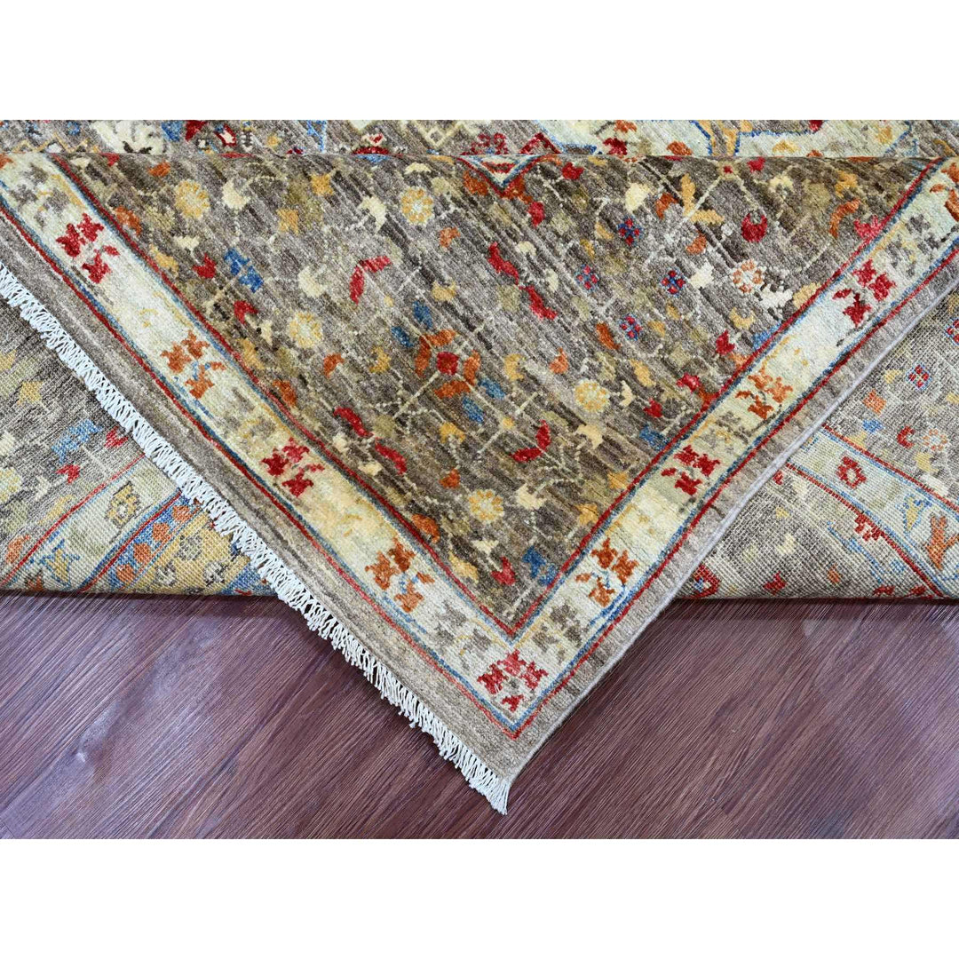 7'10" x 9'6" New Hand Knotted Brown Wool Rectangle Oriental Rug - MOA10220454