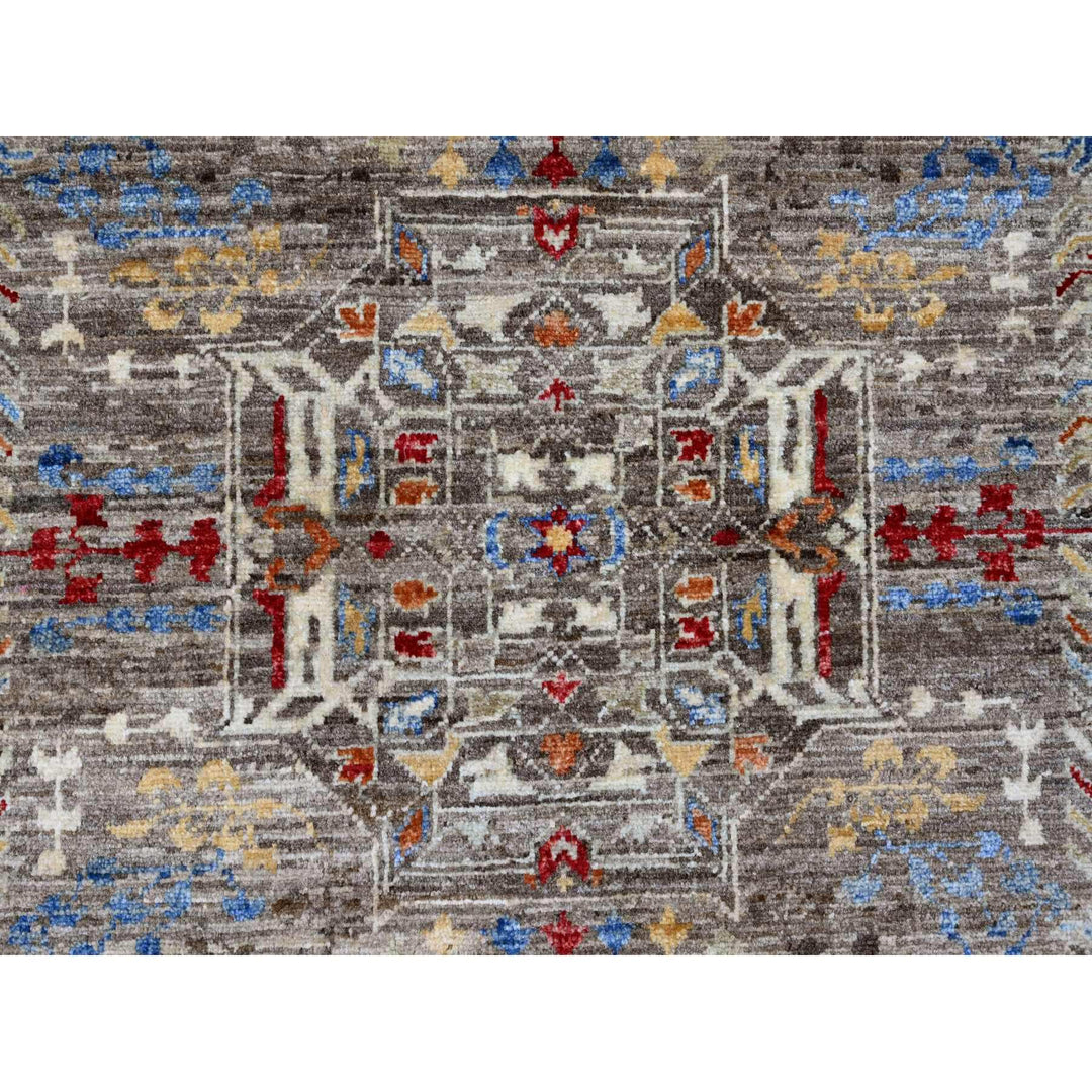7'10" x 9'6" New Hand Knotted Brown Wool Rectangle Oriental Rug - MOA10220454