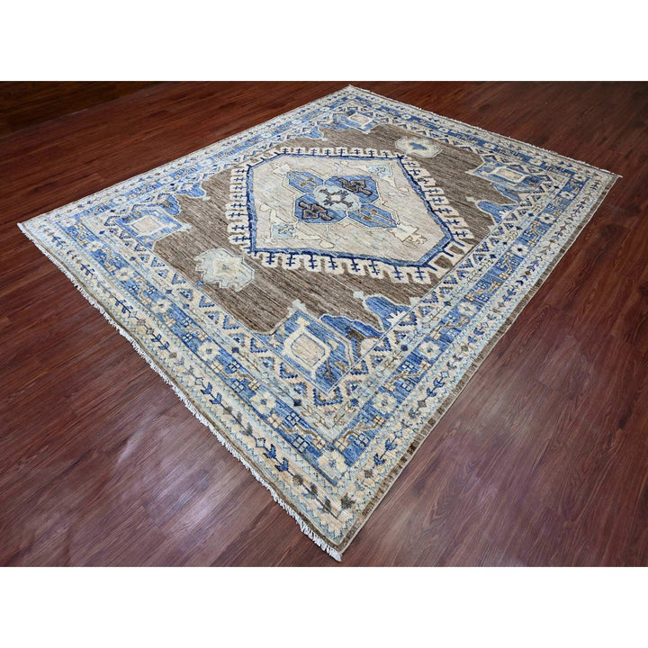 8'0" x 9'9" New Hand Knotted Brown Wool Rectangle Oriental Rug - MOA10220466