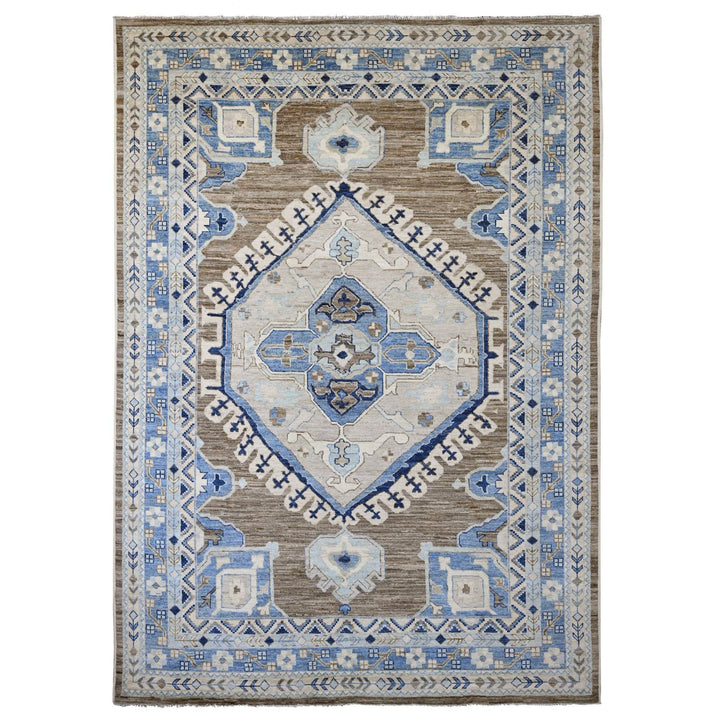 9'11" x 13'11" New Hand Knotted Brown Wool Rectangle Oriental Rug - MOA10220467
