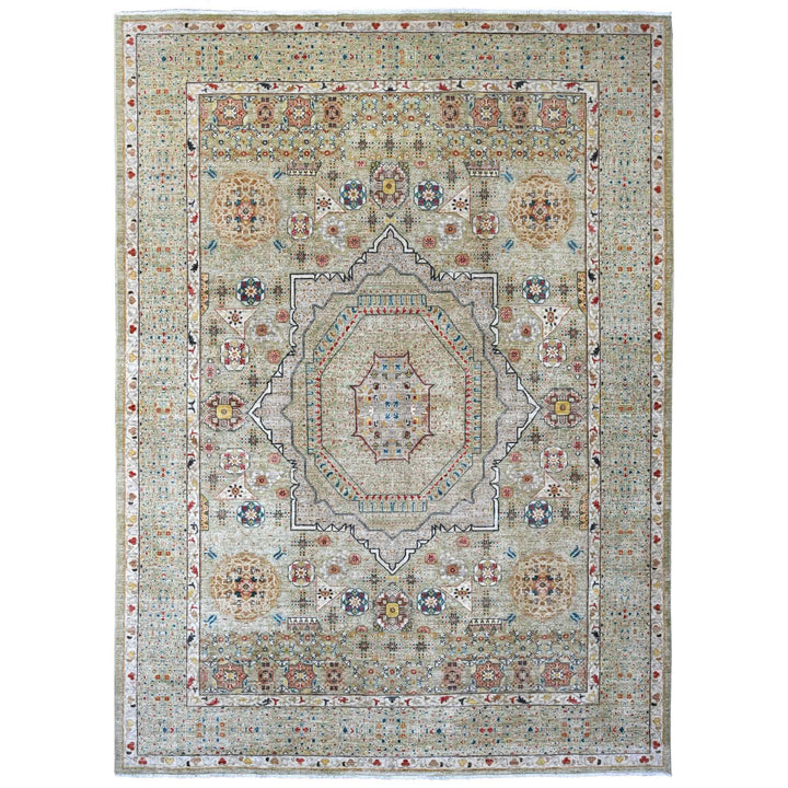 10'0" x 13'4" New Hand Knotted Green Wool Rectangle Oriental Rug - MOA10220510