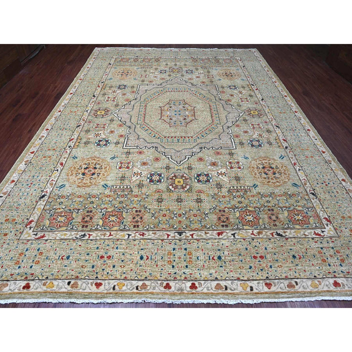 10'0" x 13'4" New Hand Knotted Green Wool Rectangle Oriental Rug - MOA10220510