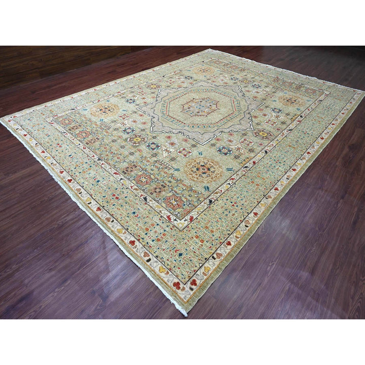 10'0" x 13'4" New Hand Knotted Green Wool Rectangle Oriental Rug - MOA10220510
