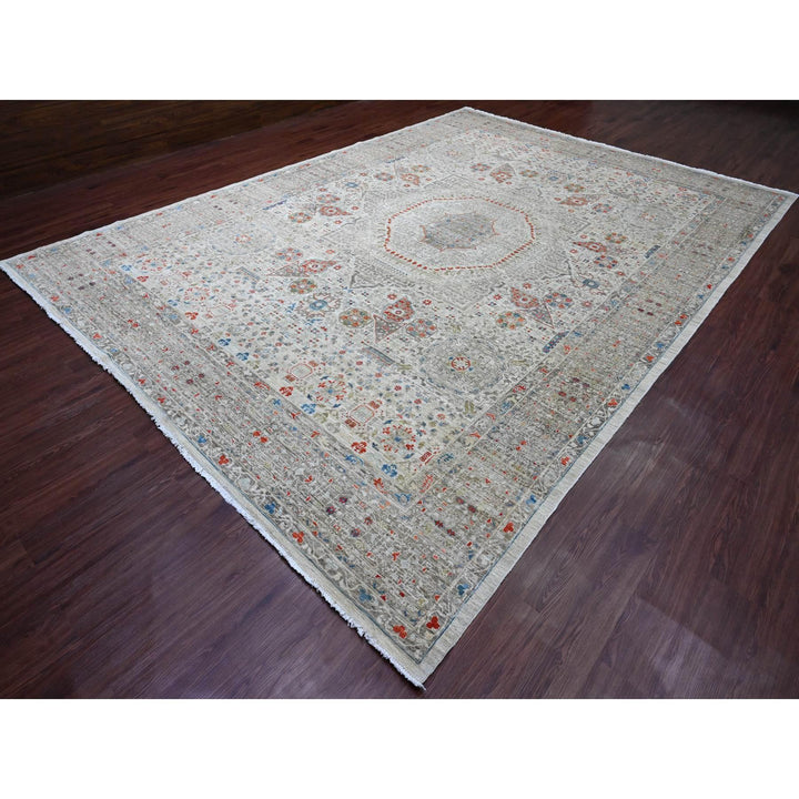 10'0" x 14'1" New Hand Knotted Grey Wool Rectangle Oriental Rug - MOA10220511