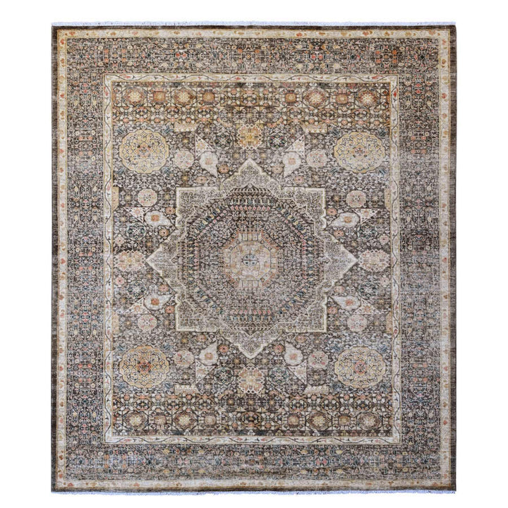 8'4" x 9'6" New Hand Knotted Brown Wool Rectangle Oriental Rug - MOA10220512