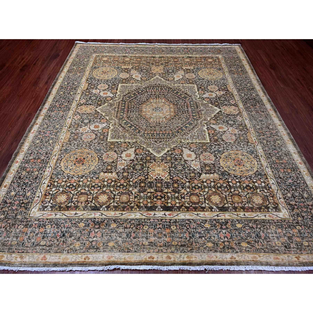 8'4" x 9'6" New Hand Knotted Brown Wool Rectangle Oriental Rug - MOA10220512