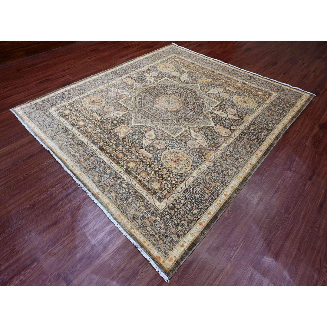 8'4" x 9'6" New Hand Knotted Brown Wool Rectangle Oriental Rug - MOA10220512