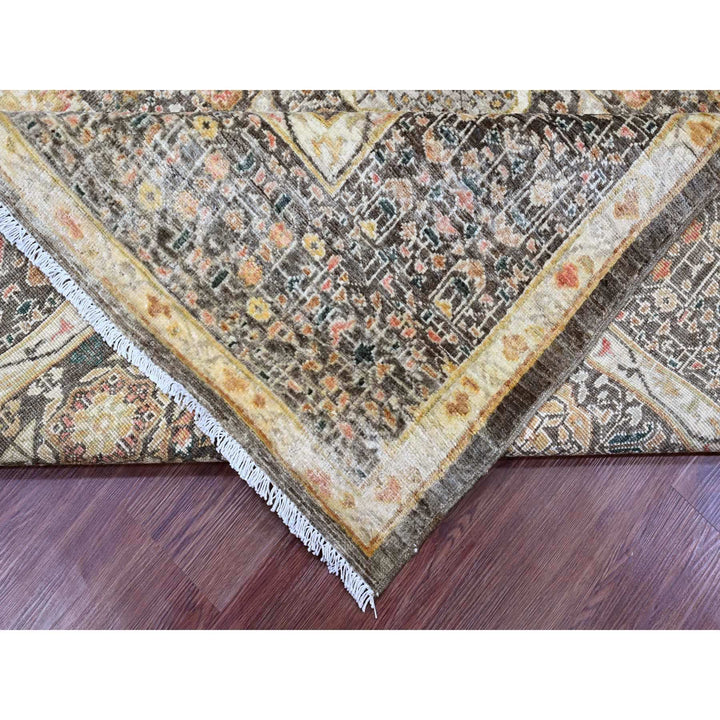 8'4" x 9'6" New Hand Knotted Brown Wool Rectangle Oriental Rug - MOA10220512