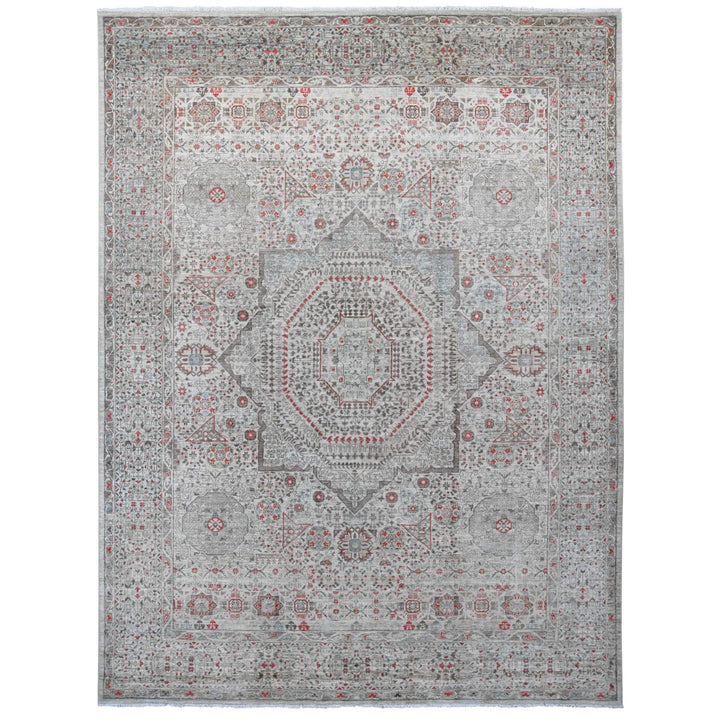 9'0" x 11'10" New Hand Knotted Grey Wool Rectangle Oriental Rug - MOA10220513