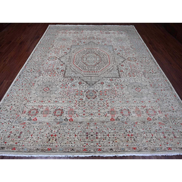 9'0" x 11'10" New Hand Knotted Grey Wool Rectangle Oriental Rug - MOA10220513