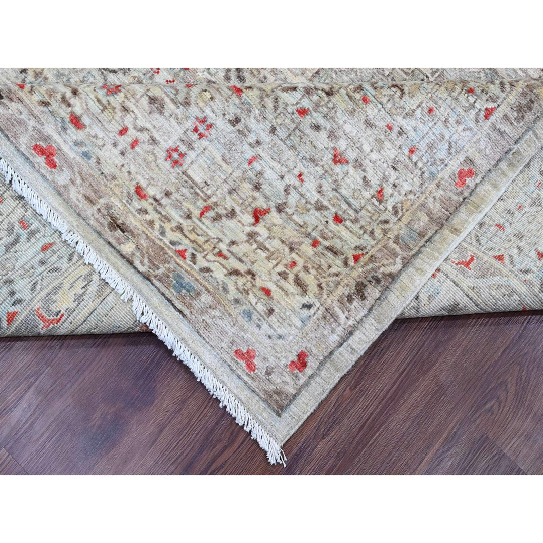 9'0" x 11'10" New Hand Knotted Grey Wool Rectangle Oriental Rug - MOA10220513