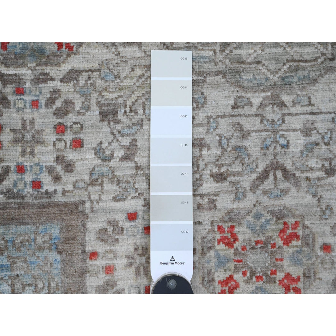 9'0" x 11'10" New Hand Knotted Grey Wool Rectangle Oriental Rug - MOA10220513