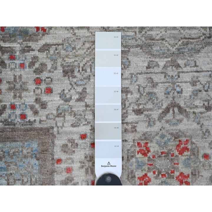 9'0" x 11'10" New Hand Knotted Grey Wool Rectangle Oriental Rug - MOA10220513