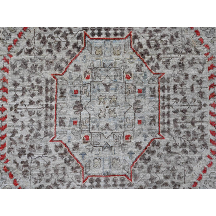 9'0" x 11'10" New Hand Knotted Grey Wool Rectangle Oriental Rug - MOA10220513
