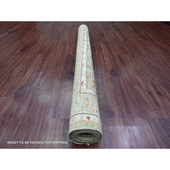 6'1" x 9'1" New Hand Knotted Green Wool Rectangle Oriental Rug - MOA10220514
